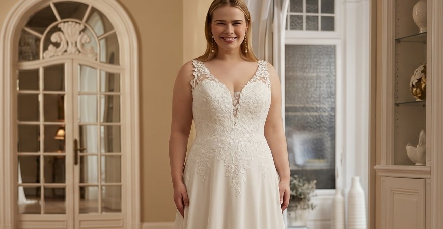 Vestidos de novia para bajitas: Cómo ganar altura visual en tu gran día