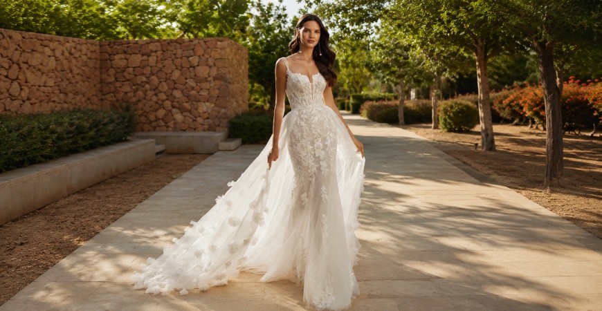Vestidos novia dos piezas para inspirar tu look con frescura y elegancia